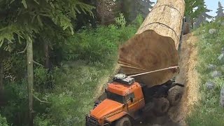 amazing courage of a logging truck down a hilly track| spintiresmudrunner screenshot 2