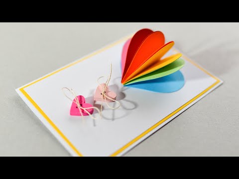 #7 ONE minute TUTORIAL - how to make : greeting CARD - mishellka DIY | valentine's day rainbow heart