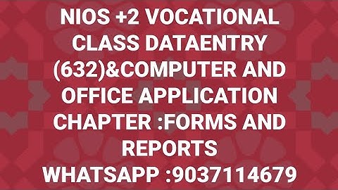 NIOS +2 VOCATIONAL CLASS DATAENTRY &COMPUTER AND OFFICE APPLICATION