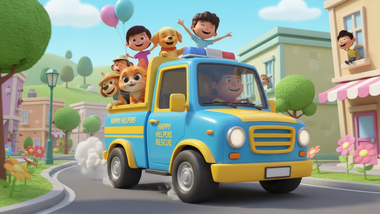 Wheel on the Rescue Truck 🚑🚒 | Fun Kids Song to Learn Rescue Vehicles