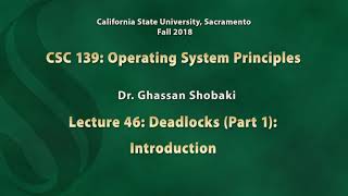 Operating Systems Lecture 46: Deadlocks (1)  Introduction