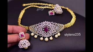 1 gram gold choker necklace with price 