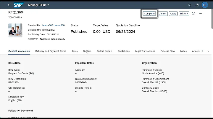 SAP Fiori (MM Process ) - Step 8 Create Quotation from Vendor