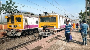 Perfect timing Howrah-Barddhaman chord line EMU local train crossing