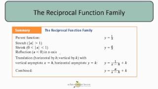 Lesson #10   The Reciprocal Function Family