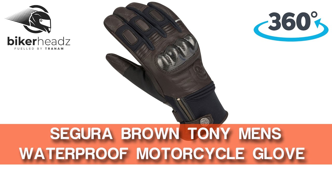 SEGURA Brown Mens Tony Motorcycle Leather Waterproof Glove 360° HD Video | Bikerheadz.co.uk