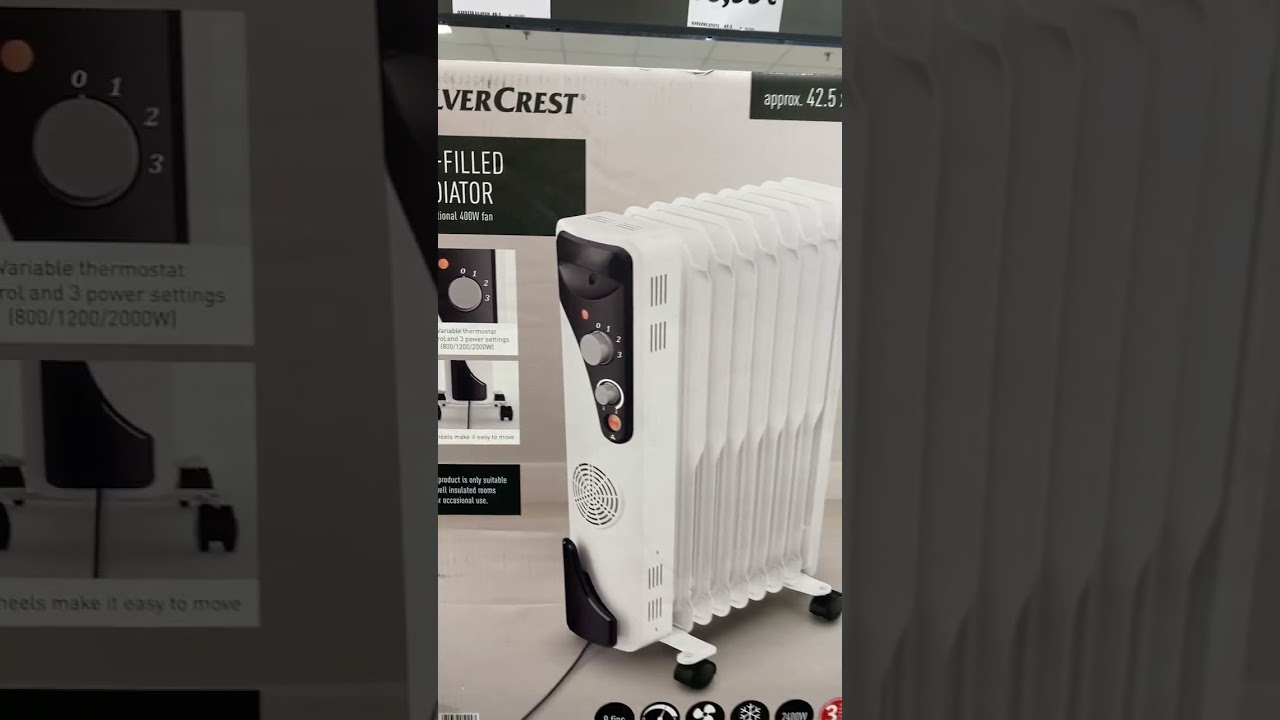 Lidl Silvercrest oil filled radiator 2,400watt with fan. #lidl - YouTube