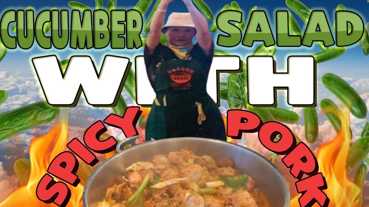 Salad cucumber kimchi and sweet spicy pork Bulgogi (돼지 불고기)