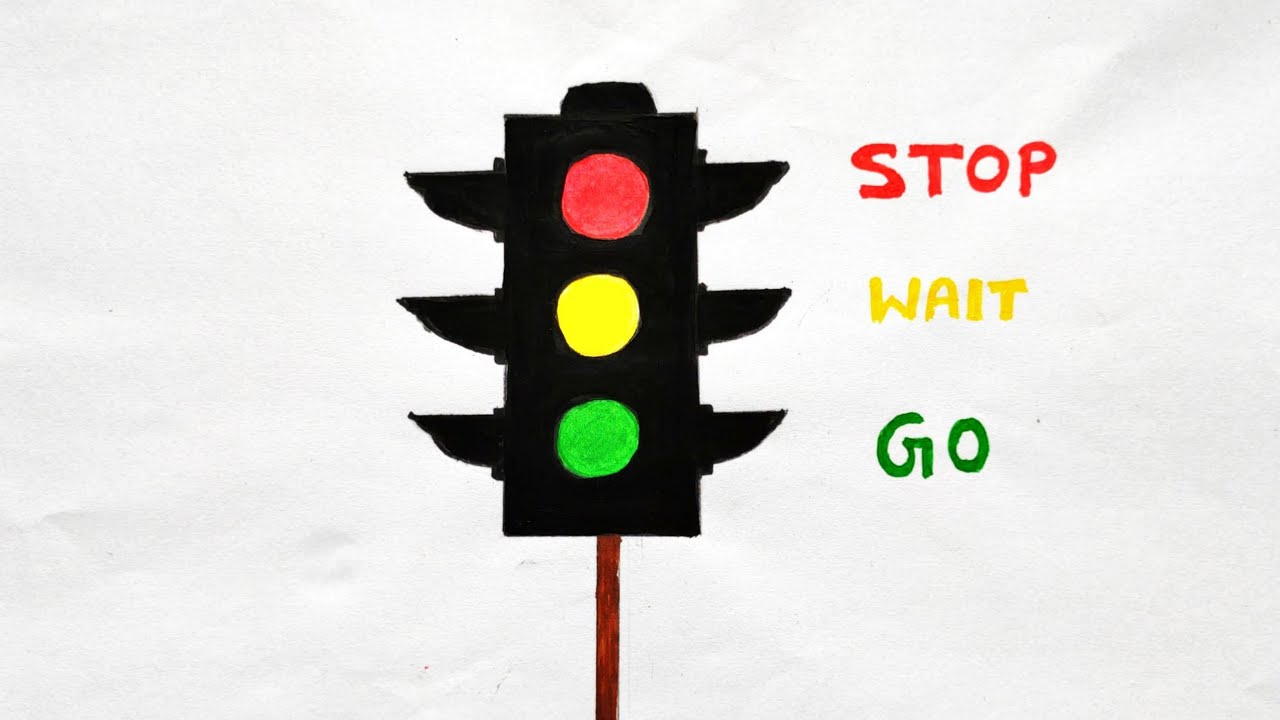 Traffic light drawing idea  How to draw traffic signal easy  Traffic  rules and city road safe  YouTube