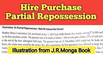 Hire Purchase PARTIAL Repossession ill 16 J.R.Monga book || Hire Purchase b.com first sem/year