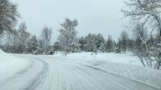 Driving in a winter wonderland near Boyne City, Michigan