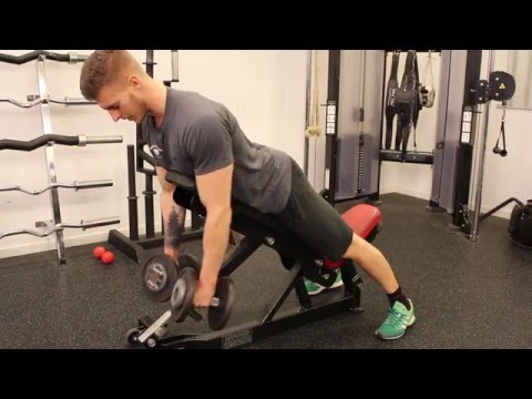 Dumbbell 30 degrees chest prone rows - Thomas Moberg Fitness