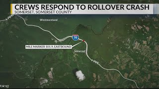 Crews on scene of rollover Turnpike crash in Somerset County