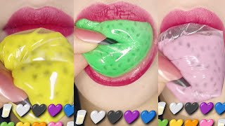 이모티콘 먹방 이모티콘 순서대로 먹기/🥛🩷🧡💛💚💙💜🖤🤍🥛Emoji Milk Challenge Mukbang ASMR