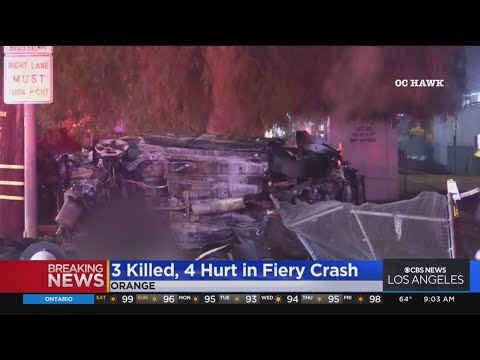 3 killed, 4 hurt in fiery crash in Orange