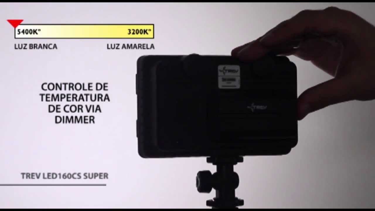 ILUMINADOR LED COM TEMPERATURA DE COR VIA DIMMER - SUN GUN - TREV LED160CS SUPER