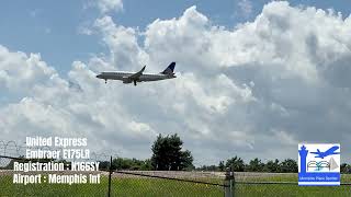 United Express Embraer E175Lr Landing At Memphis International Airport