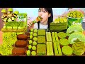 ASMR MUKBANG Matcha Green Tea Dessert Party Ice Cream Macaron Cake Mochi Cookie EATING 