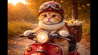 🔴LIVE: Cozy Ginger Cat Riding a Motorbike 🐈🏍️ | Calm Sunset Ambience & Relaxing Vibes screenshot 3
