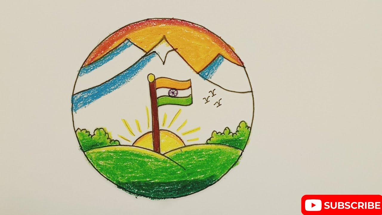 How to draw Tiranga Drawing Step by Step | Easy Indian Flag Drawing