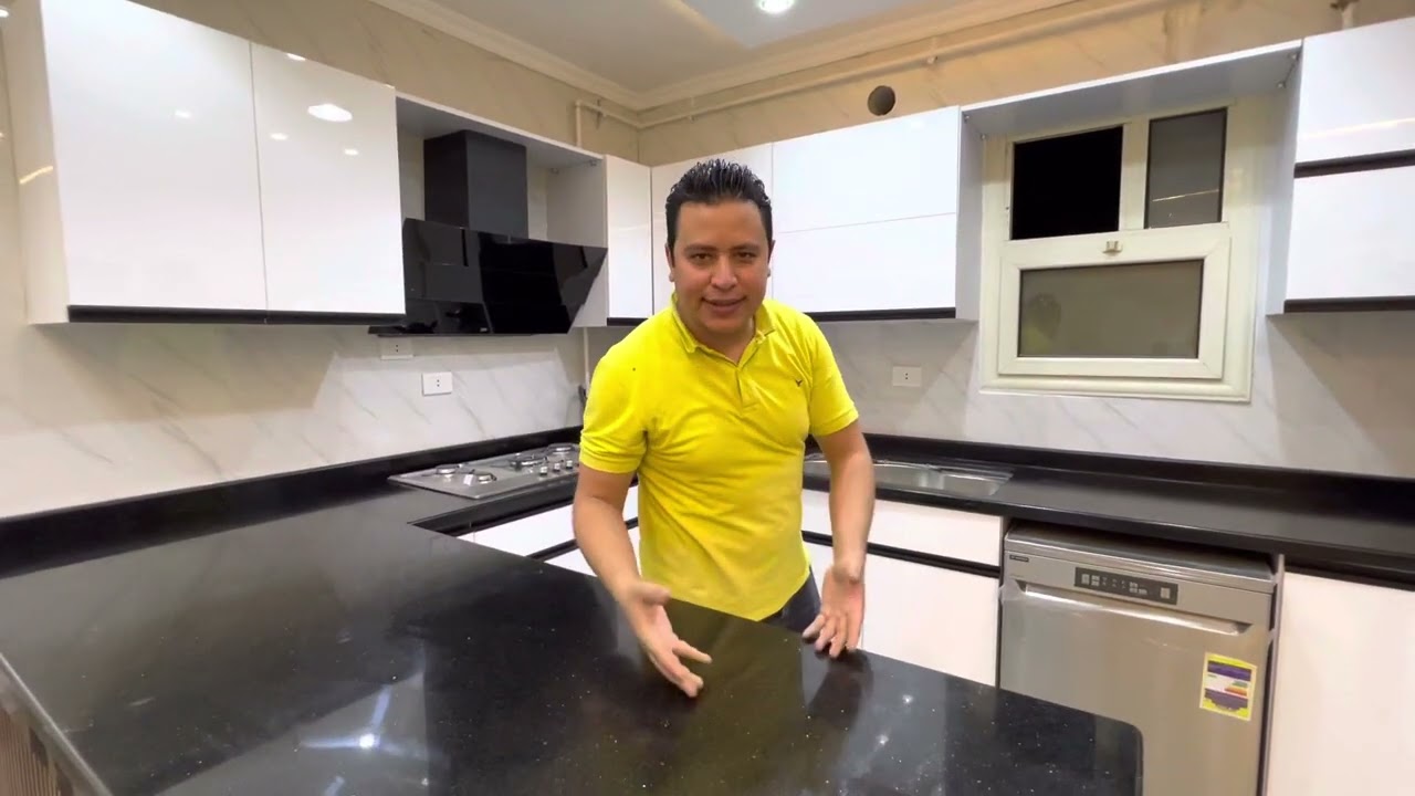 مطبخ دار مصر بعد تركيب بديل الرخام على البلاط خامة البولى لاك 01099223377