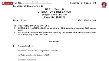 BCA 5TH SEM OPERATIONS RESEARCH B DEC 2018 | PTU