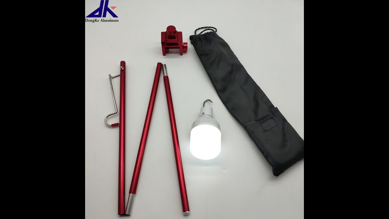 Outdoor camping 3 section folding light pole - YouTube