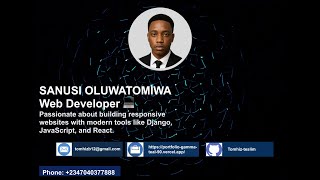 Sanusi Tomiwa | Web Developer Portfolio Introduction