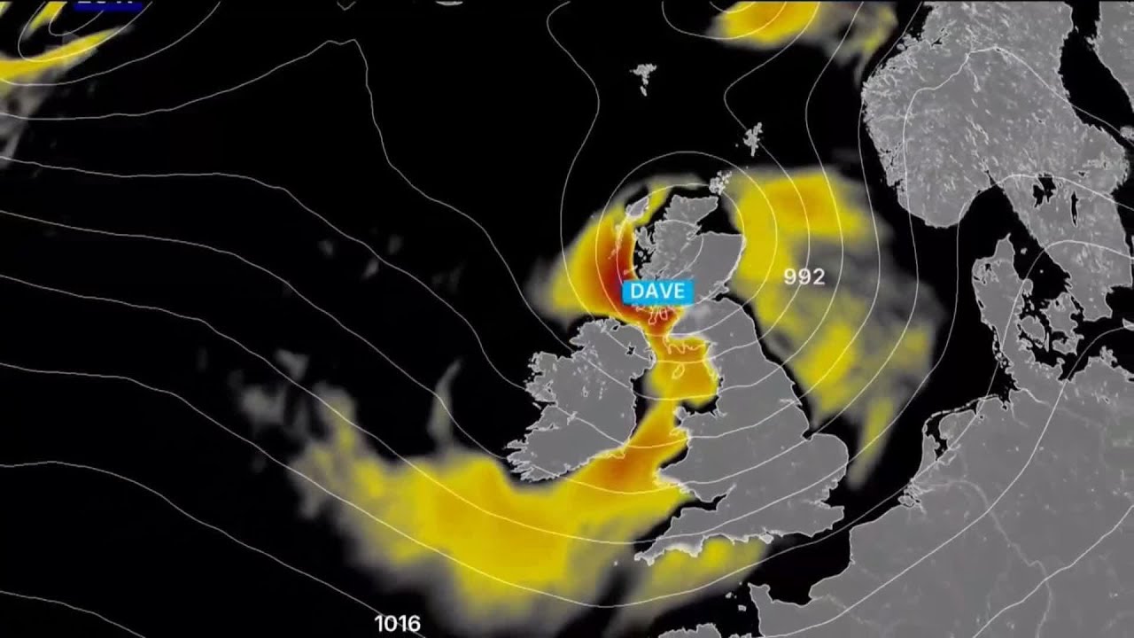 Amber weather warning issued as Storm Dave comes into force - YouTube