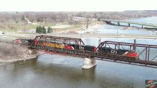 BIG VARIETY OF POWER ON THE CANADIAN NATIONAL! DRONE VIEWS ALONG THE SCENIC CEDAR RIVER, CN L571!