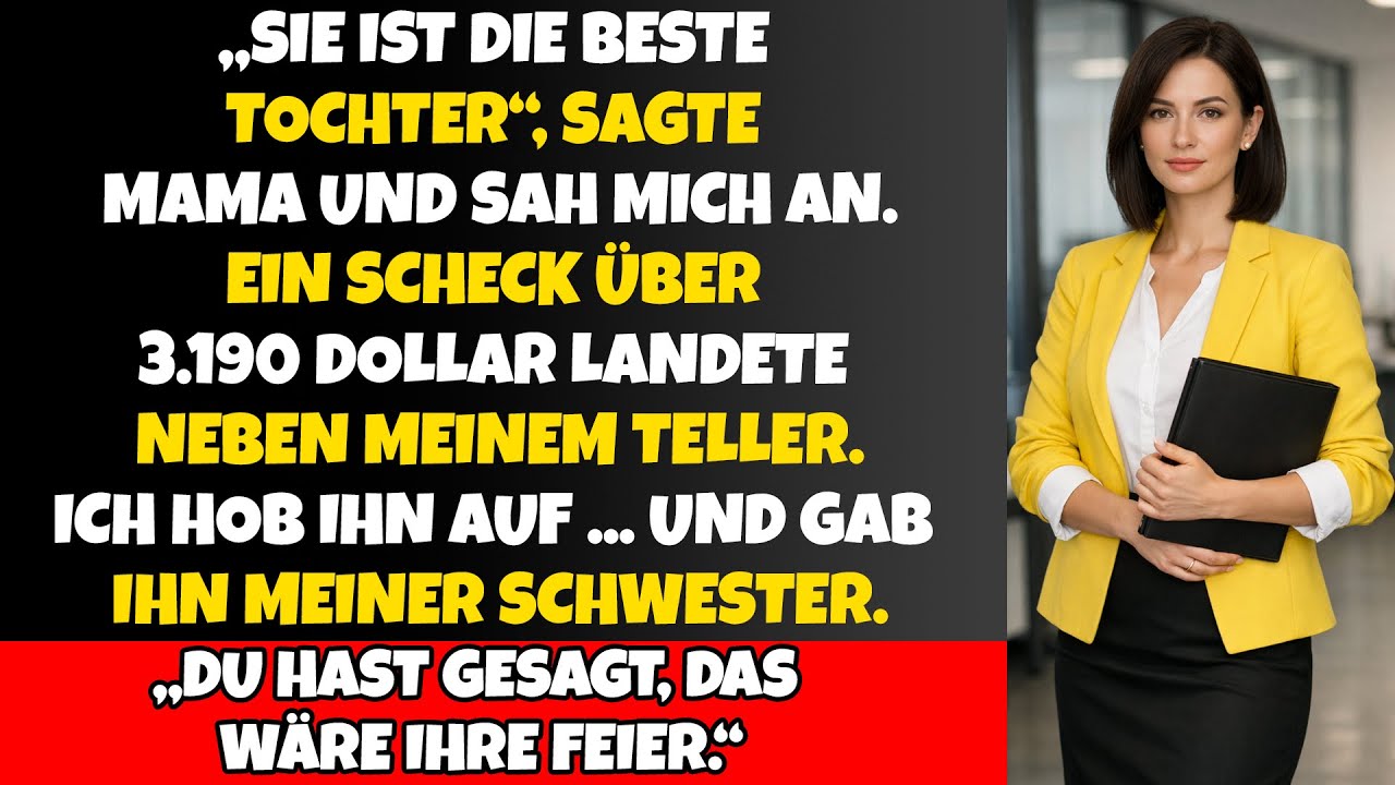 „SIE SAGTE, ES SEI IHRE FEIER“ – UND LEGTE MIR DEN SCHECK HIN. ICH GAB IHN MEINER SCHWESTER.