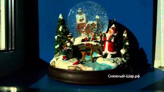 Стеклянный шар со снегом  "Санта в пути" - Снежный-Шар.рф