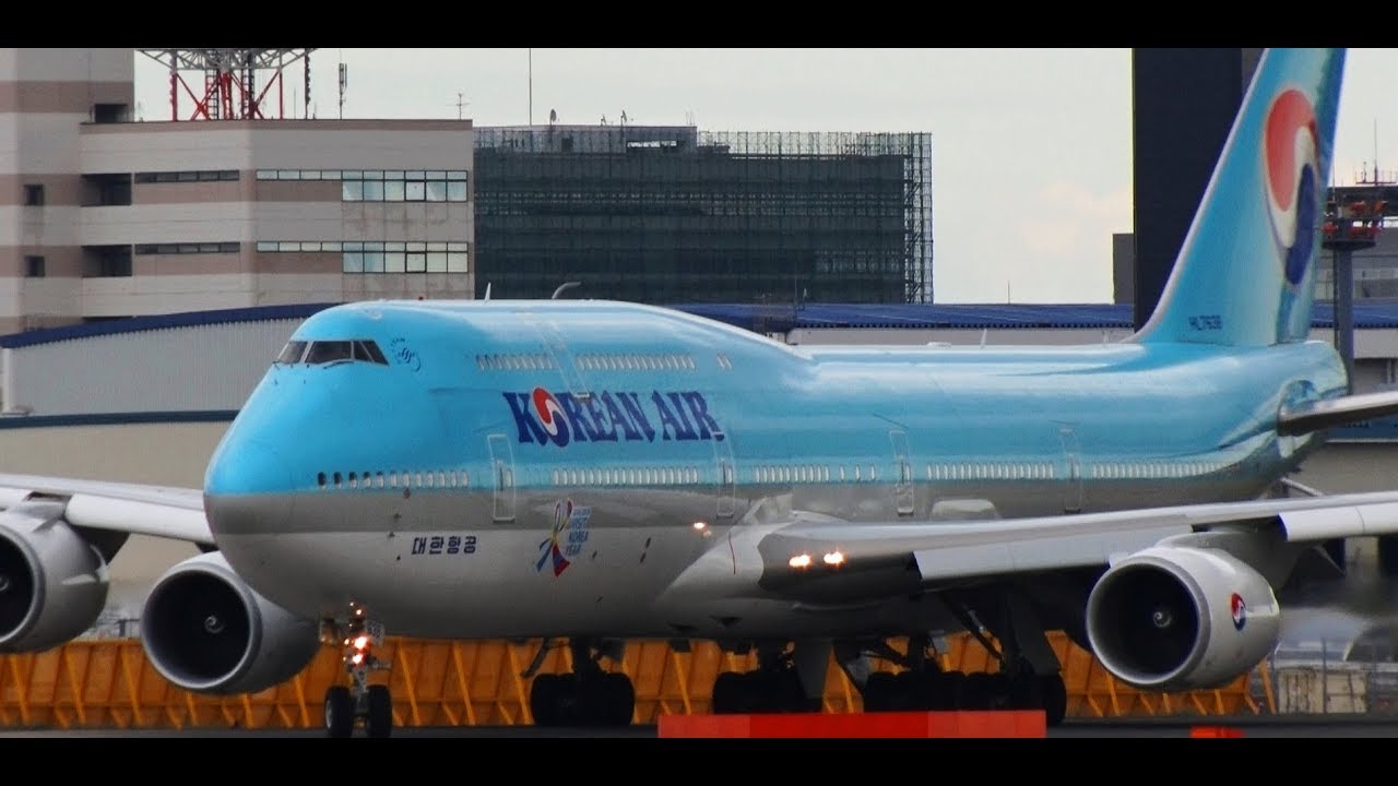 ✈✈ジャンボB747-8の豪快な離陸 大韓航空 (Korean Air) Boeing