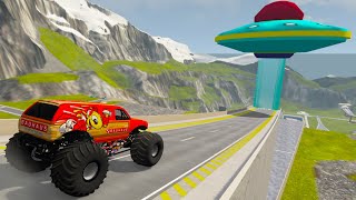 Cars Vs Alien Spaceship Portal Trap To Another Universe - Beamng.drive