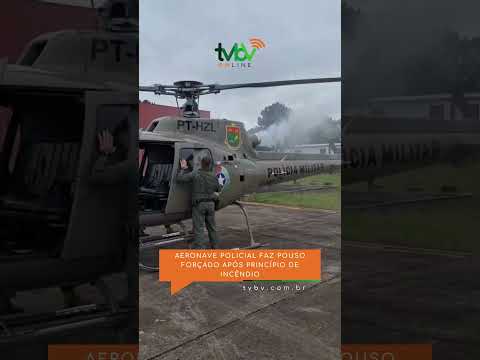 Aeronave policial faz pouso forçado após princípio de incêndio