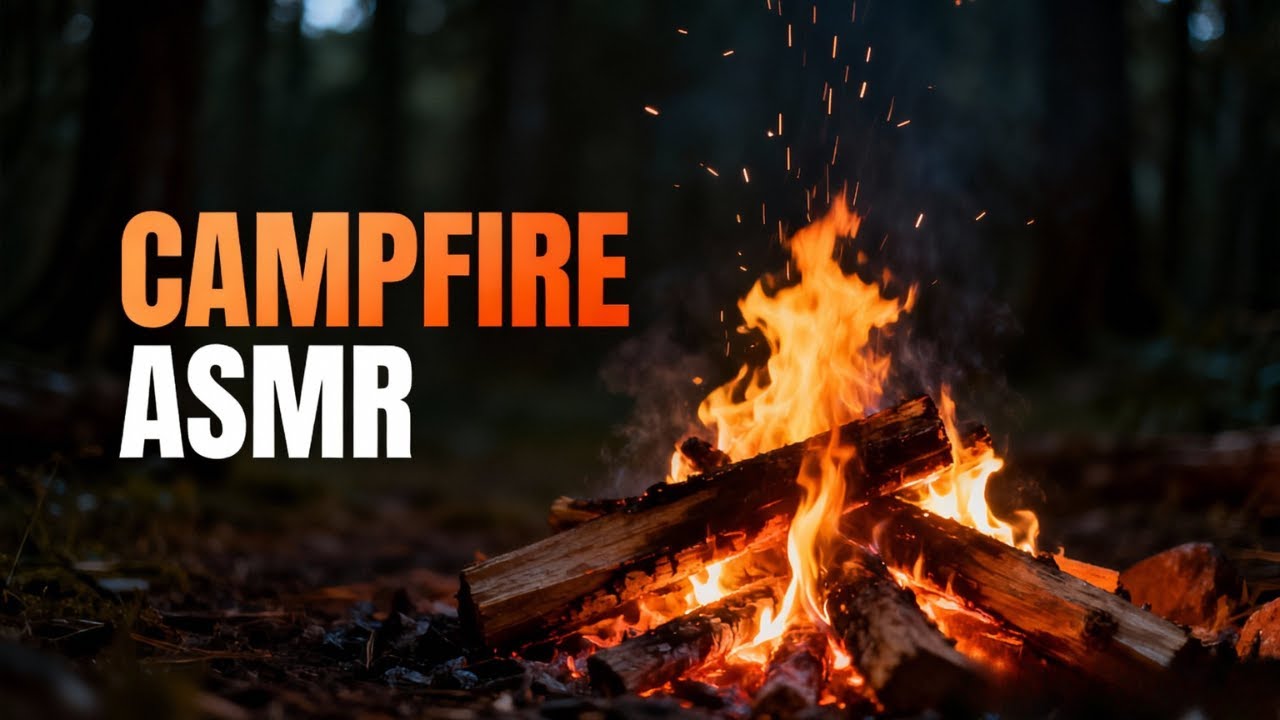 Night Campfire 🔥 |  Relaxing Fire Sounds for Sleep & Stress Relief | ASMR