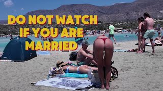 Single Men Paradise 🔴 Beach walk Elafonisi beach Crete Greece  ▶ 4K beach walk ( part 22 )