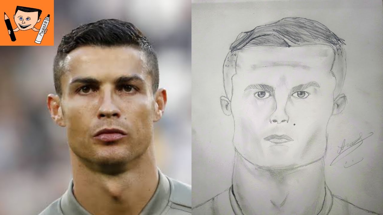 How to draw Cristiano Ronaldo step by step easy tutorial for beginners