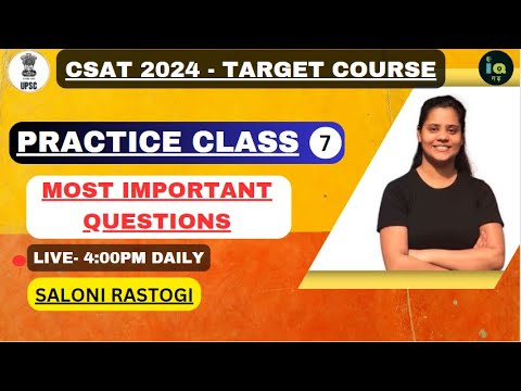 CSAT Practice Class -Important questions | CSAT Preparation | Saloni ...