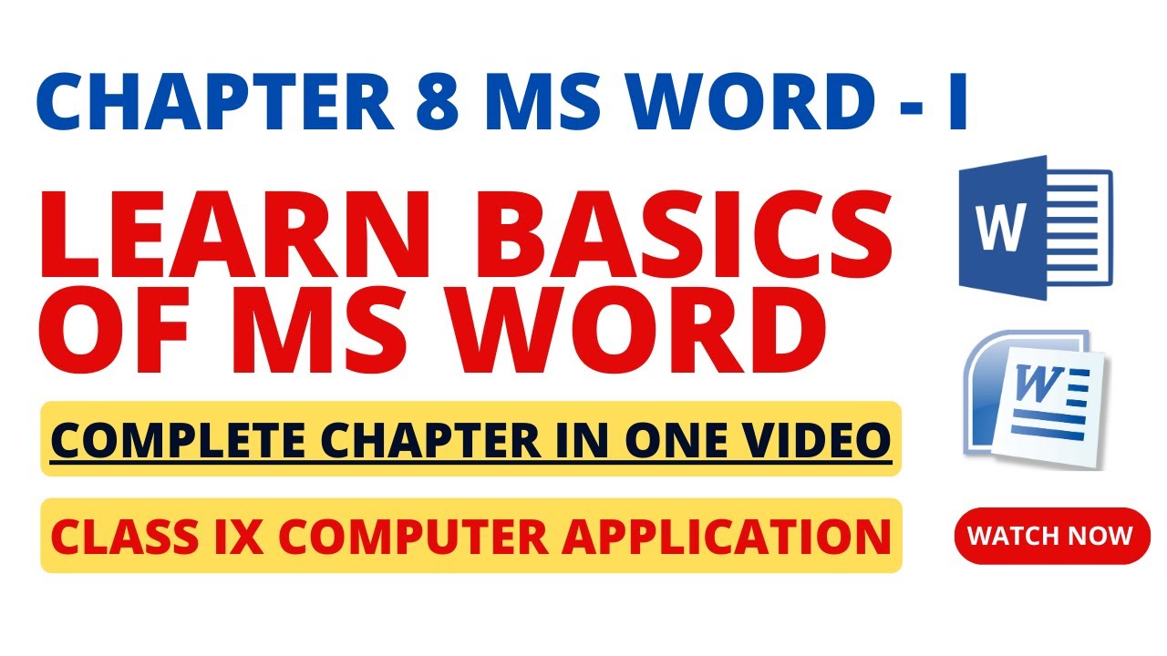 Chapter 8 MS Word I Learn Basic of MS WORD | Complete Chapter | Class ...