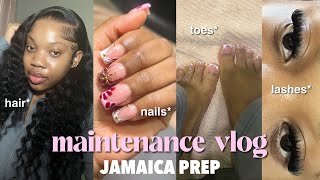 PREP W ME FOR VACATION | MAINTENANCE VLOG : packing, hair, nails, lashes, wax +more