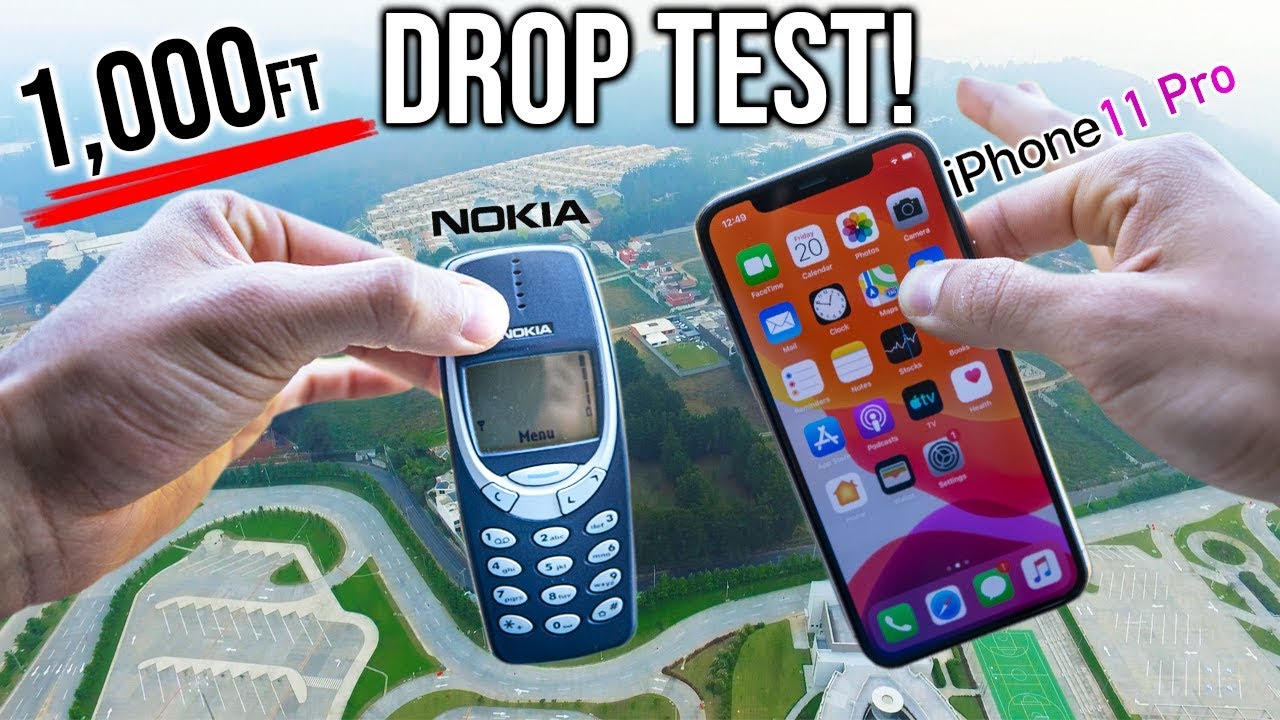 Iphone 11 Drop Test From 1 000 Feet Vs Nokia 3310 In 4k Youtube