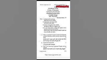 Compiler Design 2024 Rgpv Question paper