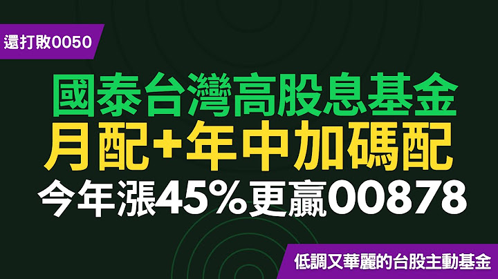 国泰台湾高股息基金，不仅月月配、还年中加码配！今年以来涨45%，打败0050、还赢00878！不用自组ETF月配、这档直接满足~CC中文字幕 - 天天要闻