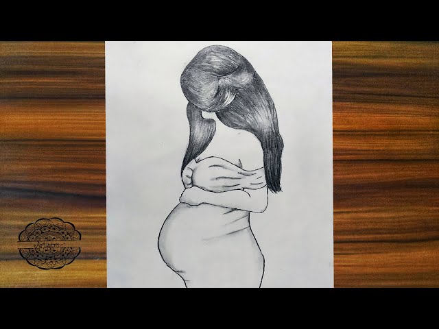 Pregnant Woman Pencil Drawing Stock Illustration 140775343 | Shutterstock