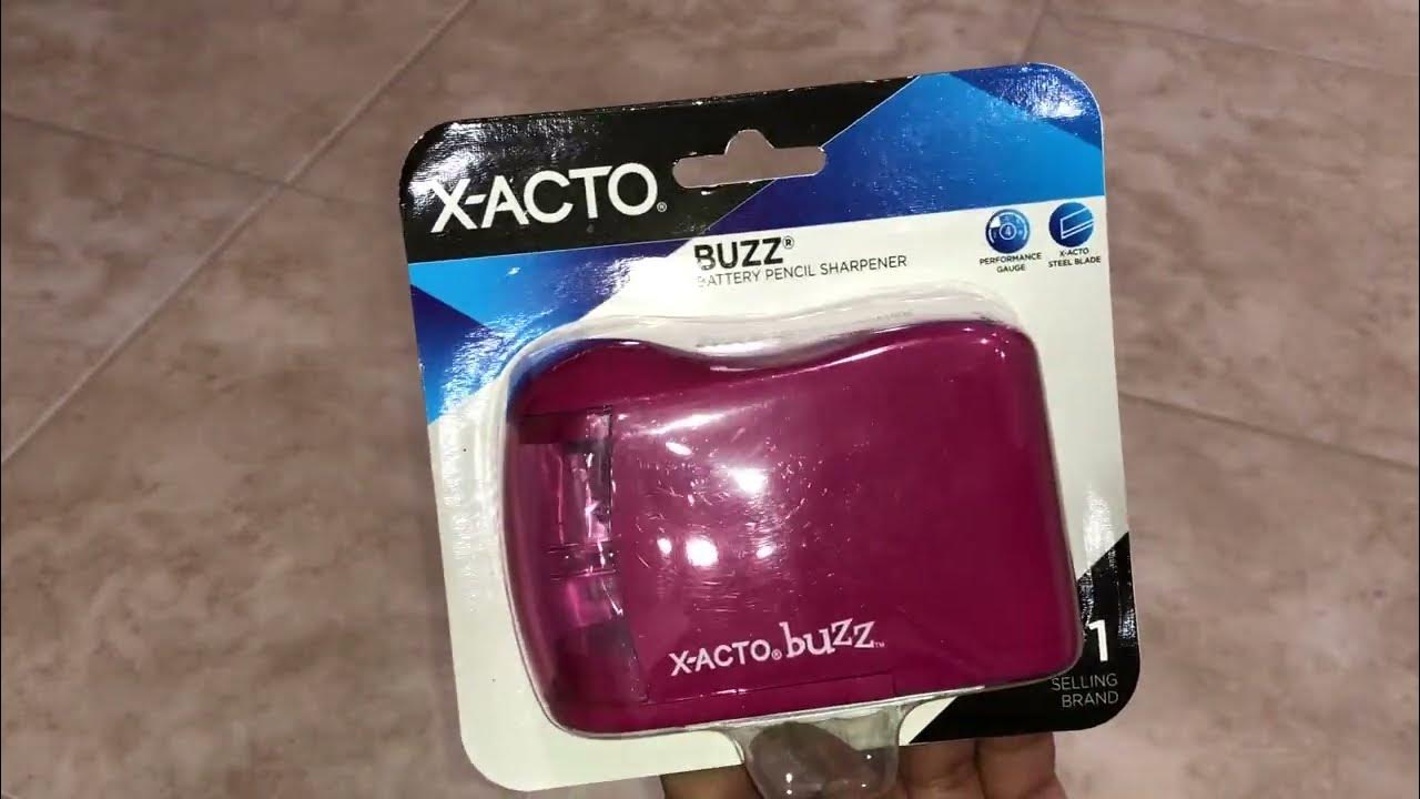 XActo Buzz Battery Pencil Sharpener, Assorted Colors, Safety Shutoff