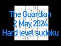 Sudoku solution  the guardian 2 may 2024 hard level