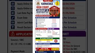 🔥 Karnataka High Court Group D Recruitment 2026 | Latest Govt Job Update #govtjobs #ssc #clerk