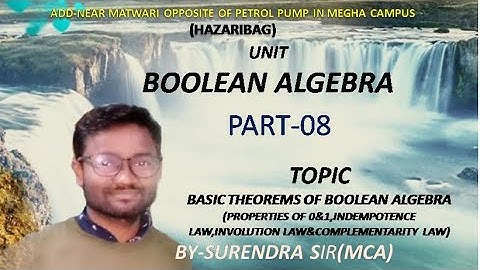 Part-08 basic theorems of Boolean algebra (1,2,3,4) by Surendra sir