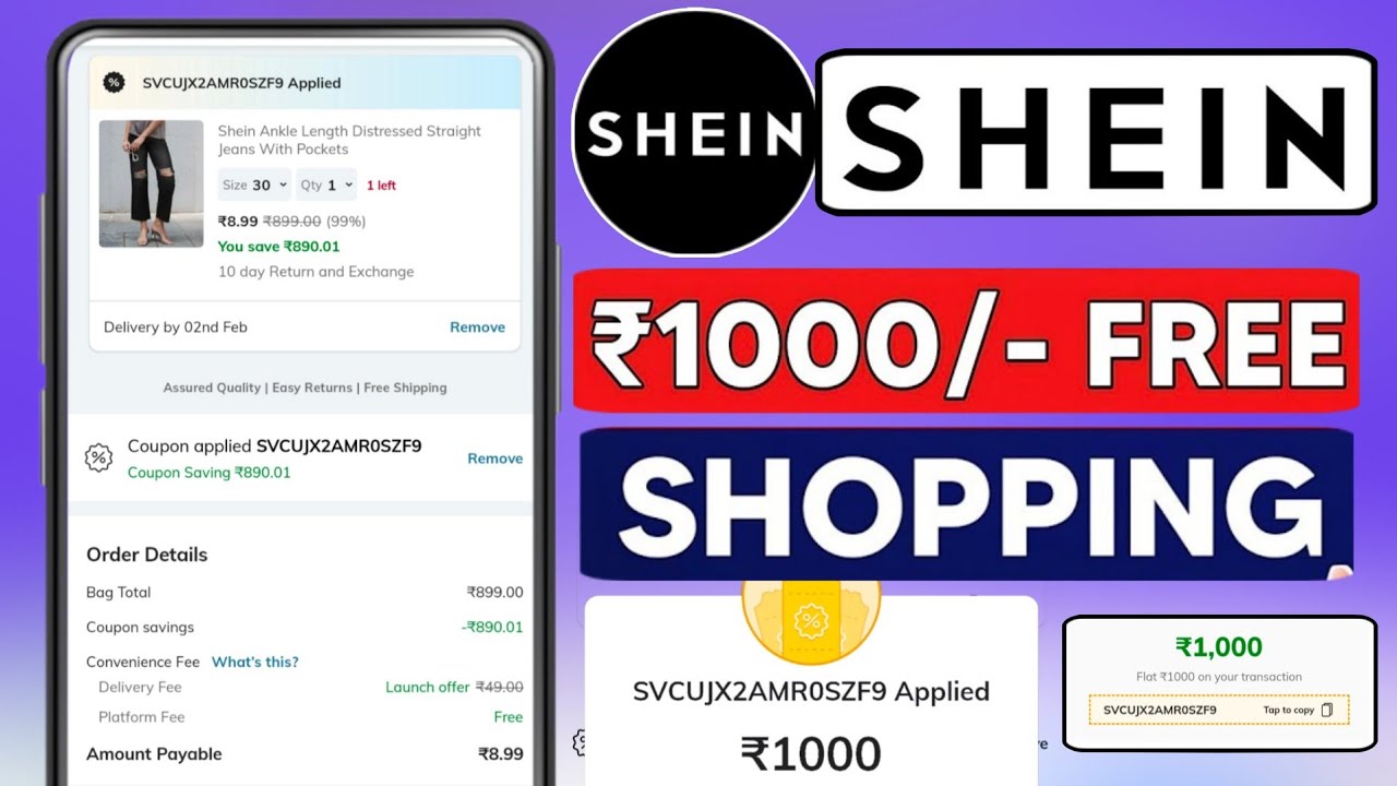 Shein ₹1000 Free Shopping | Shein App Se Free Shopping Kaise Kare | Shein Coupon Code 2026
